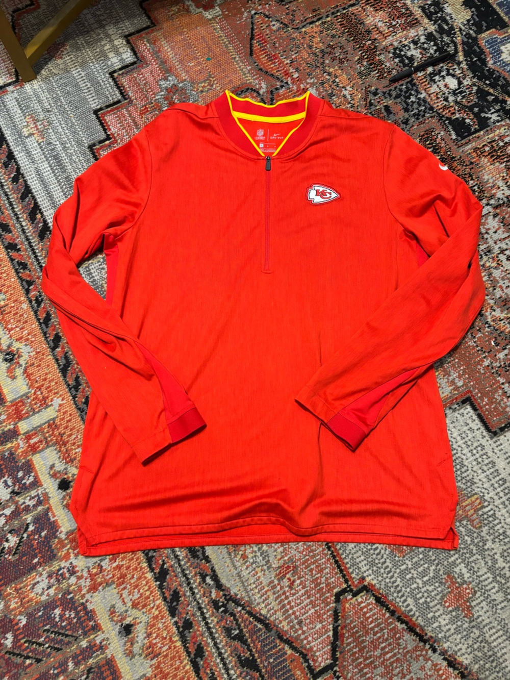 Red NFL Nike Kansas City Chiefs Quarter Pullover LARGE